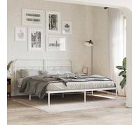 vidaXL Metal Bed Frame without Mattress with Headboard White 183x213cm