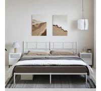 vidaXL Metal Bed Frame without Mattress with Headboard White 183x213cm