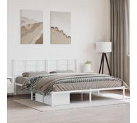 vidaXL Metal Bed Frame without Mattress with Headboard White 183x213cm