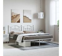 Vidaxl Metal Bed Frame Without Mattress With Headboard White 183X213 Cm, White