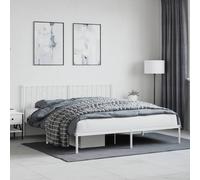 vidaXL Metal Bed Frame without Mattress with Headboard White 183x213cm