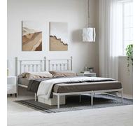 vidaXL Metal Bed Frame With Headboard White 183X213 cm, White