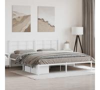 vidaXL Metal Bed Frame without Mattress with Headboard White 193x203cm