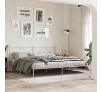 vidaXL Metal Bed Frame without Mattress with Headboard White 193x203cm