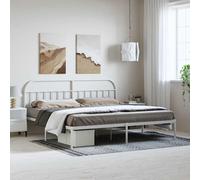 (white, 193 x 203/with headboard) vidaXL Metal Bed Frame Bedroom Bed Base Bedstead Metal Matress Foundation