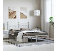 vidaXL Metal Bed Frame without Mattress with Headboard White 193x203cm