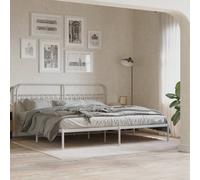 vidaXL Metal Bed Frame without Mattress with Headboard White 193x203cm
