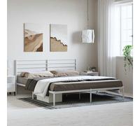 vidaXL Metal Bed Frame without Mattress with Headboard White 193x203cm