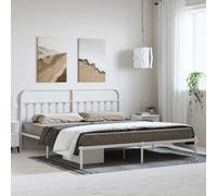 vidaXL Metal Bed Frame without Mattress with Headboard White 193x203cm