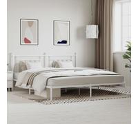 vidaXL Metal Bed Frame without Mattress with Headboard White 200x200cm