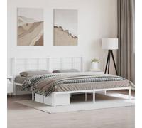 Metal Bed Frame with Headboard Home Base Bedstead White 200x200 cm vidaXL