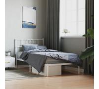 vidaXL Metal Bed Frame without Mattress with Headboard White 75x190cm