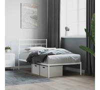Metal Bed Frame Mattress Foundation with Headboard White 80x200 cm vidaXL