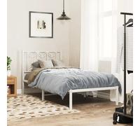 vidaXL Metal Bed Frame without Mattress with Headboard White 80x200cm