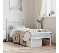 (white, 80x200 cm/with headboard) vidaXL Metal Bed Frame Home Bedroom Bed Base Mattress Foundation Bedstead