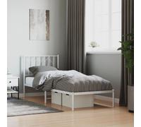 Metal Bed Frame without Mattress with Headboard White 80x200cm