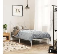 Metal Bed Frame with Headboard Home Base Bedstead White 80x200 cm vidaXL