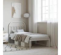 Modern Metal Bed Frame with Headboard White 90x190 cm