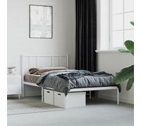 vidaXL Metal Bed Frame without Mattress with Headboard White 90x190cm