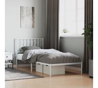 vidaXL Metal Bed Frame without Mattress with Headboard White 90x190cm