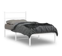 vidaXL Metal Bed Frame without Mattress with Headboard White 90x190cm