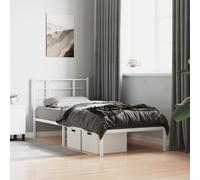 vidaXL Metal Bed Frame without Mattress with Headboard White 90x190cm