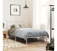 Metal Bed Frame with Headboard Home Base Bedstead White 90x200 cm vidaXL