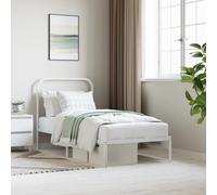 (white, 90 x 200 cm/with headboard) vidaXL Metal Bed Frame Bed Base with Headboard and Footboard White 183x213 cm