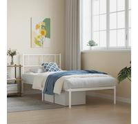 (white, 90 x 200 cm/with headboard) vidaXL Metal Bed Frame Bedroom Platform Bed Base Bedstead Mattress Foundation