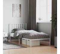 vidaXL Metal Bed Frame without Mattress with Headboard White 90x200cm