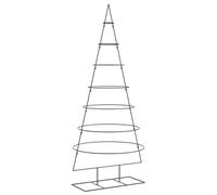 vidaXL Metal Christmas Tree - Black, 180 cm, Modern Artificial Outdoor Xmas Decoration with Powder-Coated Steel Frame and Stable Base, 7 Layers - Ideal for DIY
