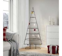 vidaXL Metal Christmas Tree - Black Steel Frame Xmas Decoration - Modern 6-Layer Artificial Tree for DIY, Outdoor, Sheltered Areas - 150 cm Height