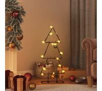 "vidaXL Metal Christmas Tree Outdoor - Black Artificial Xmas Decor Stand with Hooks and 3 Layers for DIY Decorations, 60cm Height"