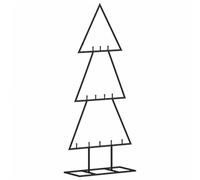 "vidaXL Metal Christmas Tree Outdoor - Black Artificial Xmas Decor Stand with Hooks and 3 Layers for DIY Decorations, 60cm Height"