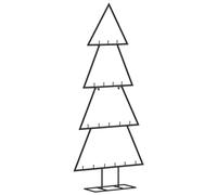 vidaXL Metal Christmas Tree Outdoor Decorations - Black Artificial Xmas Tree - 4 Layer Frame with Hooks for Decoration - Powder-Coated Steel - 40 x 14 x 90 cm