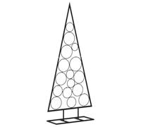 vidaXL Metal Christmas Tree: Outdoor Xmas Decoration Option- Black Powder-Coated Steel, Space-Saving Design, DIY Decor, For Sheltered Areas