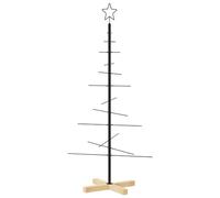 vidaXL Metal Christmas Tree with Wooden Base Black 120 cm