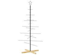 vidaXL Metal Christmas Tree, Artificial Xmas Tree with Wooden Base, Christmas Ornament for Indoor Outdoor Party Holiday, Xmas Decoration, Black