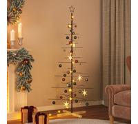 vidaXL Metal Christmas Tree Outdoor Artificial Black - Powder-Coated Steel, Solid Pine Wood - 180 cm Height, 90 x 90 cm Width - Disassemble for Space-Saving Storage
