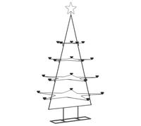 vidaXL Metal Christmas Xmas Tree - Black - DIY Decor - Powder-Coated Steel Frame - 4 Layers - Tealight Holders for Sheltered Outdoor Use - 140 cm Height
