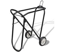 Metal Foldable Saddle Rack 84 cm Steel Saddle Rack with Wheels Black