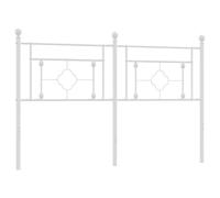vidaXL Metal Headboard in White - Powder-Coated Steel Bed Header for 160 cm Mattress Width, Easy to Assemble Bedroom Furniture
