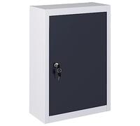 vidaXL Wall Mounted Tool Cabinet Industrial Style Height Adjustable Shelves Garage Storage Chest Organiser Metal Grey and Black