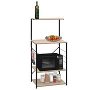 vidaXL Microwave Cabinet Black and Oak 60x39.6x123 cm Engineered Wood