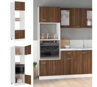 Microwave Cabinet Brown Oak Engineered Wood 60x57x207 cm Tall Storage Slim Unit