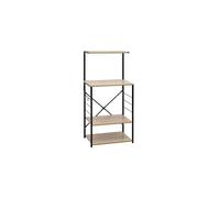 vidaXL Microwave Storage Cabinet with 4 Tiers - Versatile Engineered Wood and Steel Frame, Black and Oak, Freestanding Shelving Unit, Easy to Assemble