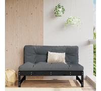 vidaXL Middle Sofa Black 120x80 cm Solid Wood Pine, Black