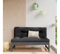(grey pine, middle sofa) vidaXL Middle Sofa Patio Footrest Sectional Sofa with Cushions Solid Wood Pine