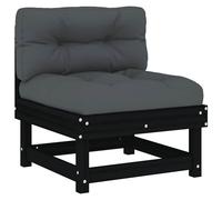 vidaXL Middle Sofa Modular Sofa with Cushions Patio Sofa Black Solid Wood Pine