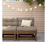 vidaXL Middle Sofa with Cushions Honey Brown Solid Wood Pine